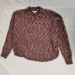 Madewell Women's Space Dyed Birchmont Side Button Pull over Crew Neck Sweater S